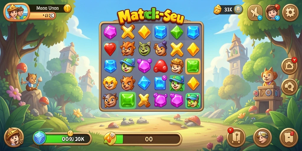 Tampilan menarik dari game Match-3 33ZK dengan gameplay yang seru.