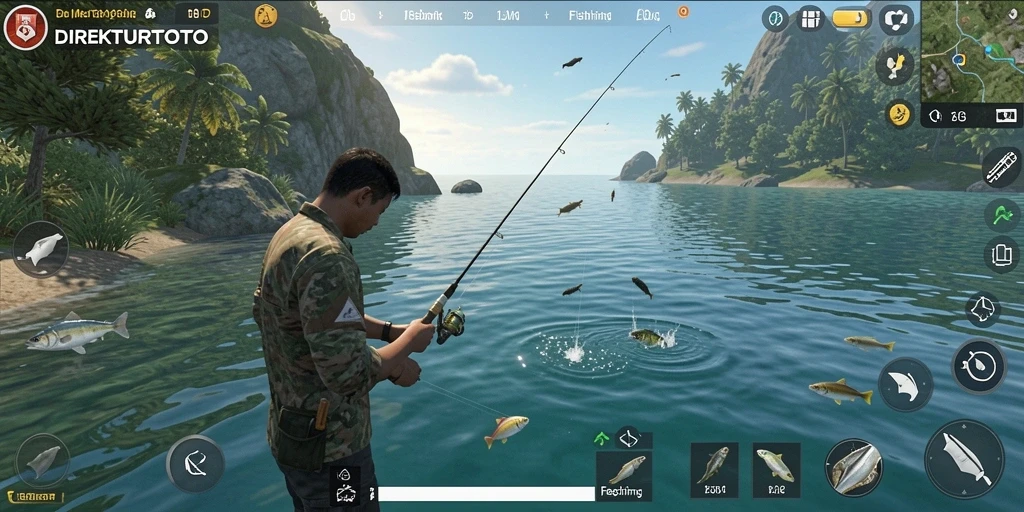 Tangkapan ikan yang berwarna-warni dalam game Fishing DIREKTURTOTO.