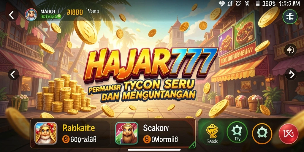 Tampilan gameplay menarik dari HAJAR777 dengan elemen Tycoon.