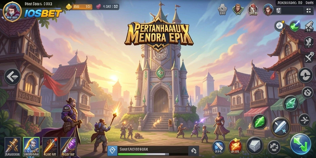Tangkapan layar gameplay IOSBET menampilkan aksi menara yang mendebarkan.