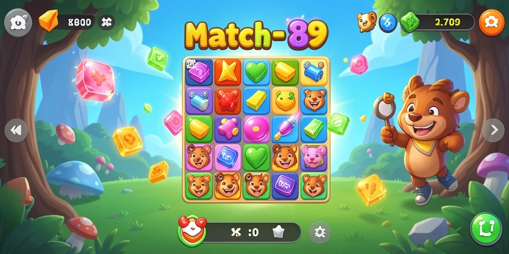 Tangkapan layar gameplay KA789 menampilkan aksi seru Match-3.