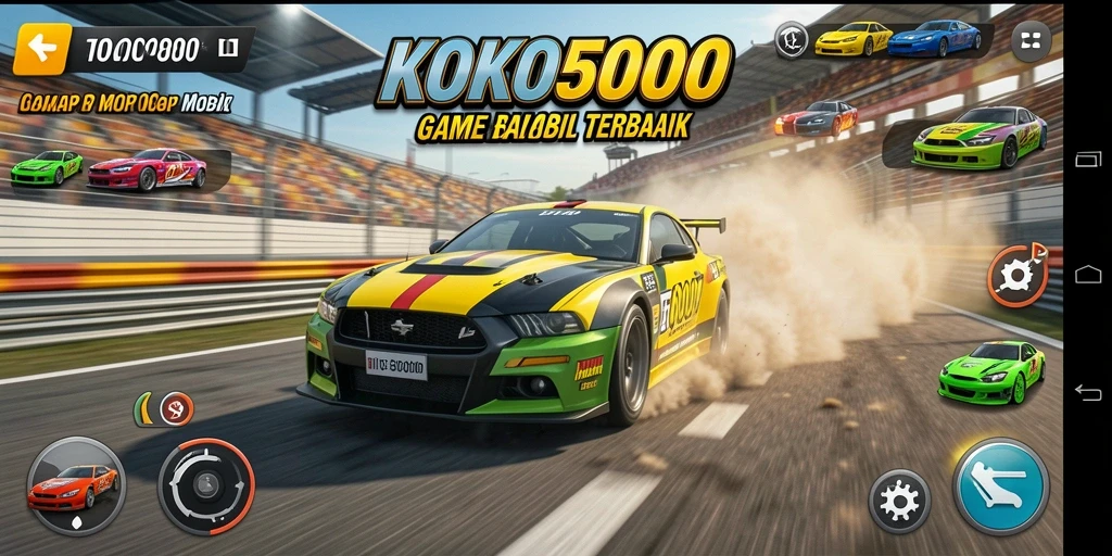 Tampilan gameplay KOKO5000 saat balapan yang menegangkan dan penuh aksi.