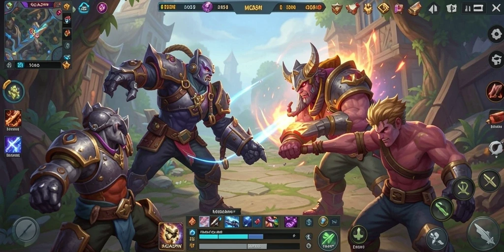 Tangkapan layar gameplay seru MIGASPIN di arena MOBA.