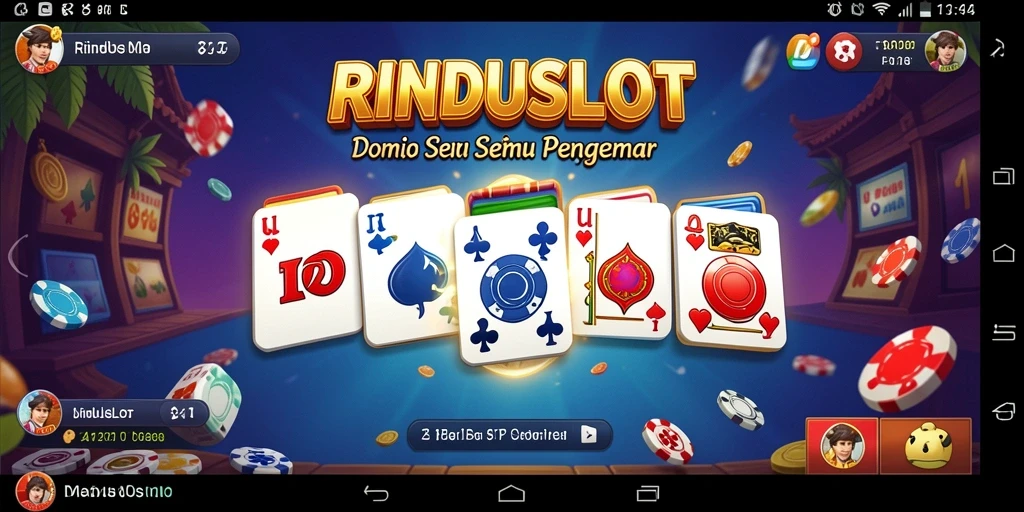 Tampilan gameplay seru RINDUSLOT dengan berbagai fitur Domino.